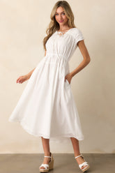 Discover Who You Are Ivory Cotton Cap Sleeve Midi Dress