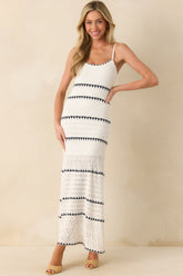Z Supply White Cotton Catamaran Crochet Striped Maxi Dress